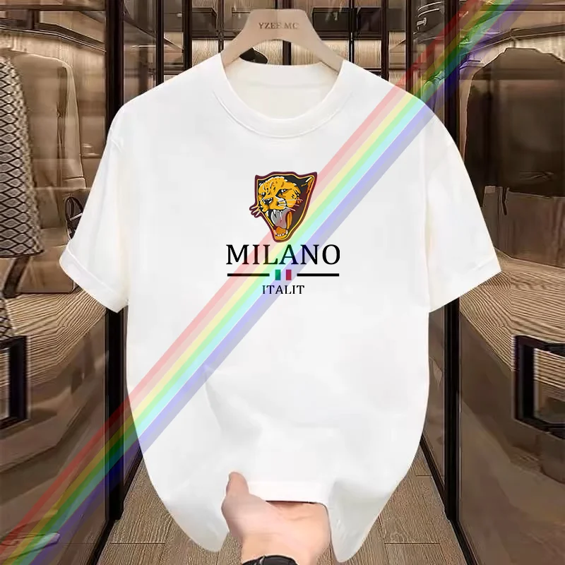 2024 Summer nových pánskych módnych Milan Tiger Head Patter Letter tlačené tričko Pure Cotton Round Crick Fashion Leisure Luxury High