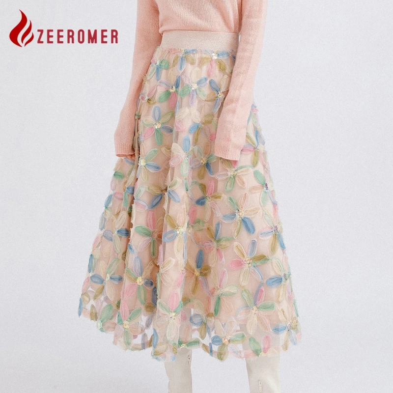 2024 Summer Vintage Pink 3D kvetinový typ vysoký pás s dlhou sukňou Ženy Elegantné príležitostné elastické high pás