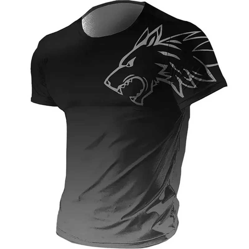2024 Summer Vintage Pánske 3D tlačené tričko Animal Wolf Short Ruckve Designer Street Fashion Módna Príležitostná pohodlná priedušná top