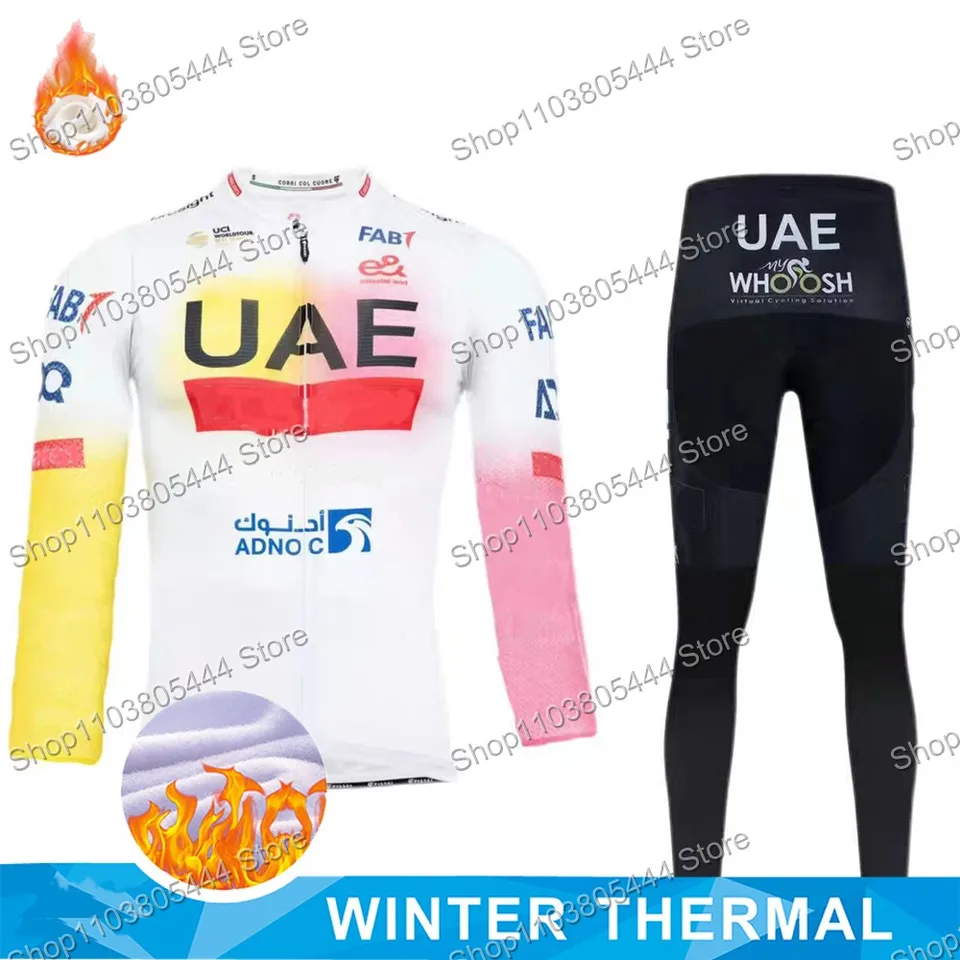 2024 Team SAE Cycling Jersey Set Winter Pogačar Cycling Clothing Men Giro-Tour Road Bike Fleece Jacket Suit Bicycle Pant Bib Mtb Mtb