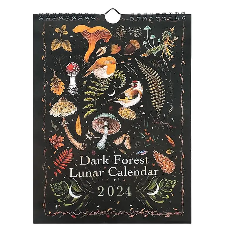 2024 Tmavá džungľa lunárny kalendár nástenná dekorácia lunárový kalendár Dark Jungle Wall Calendars