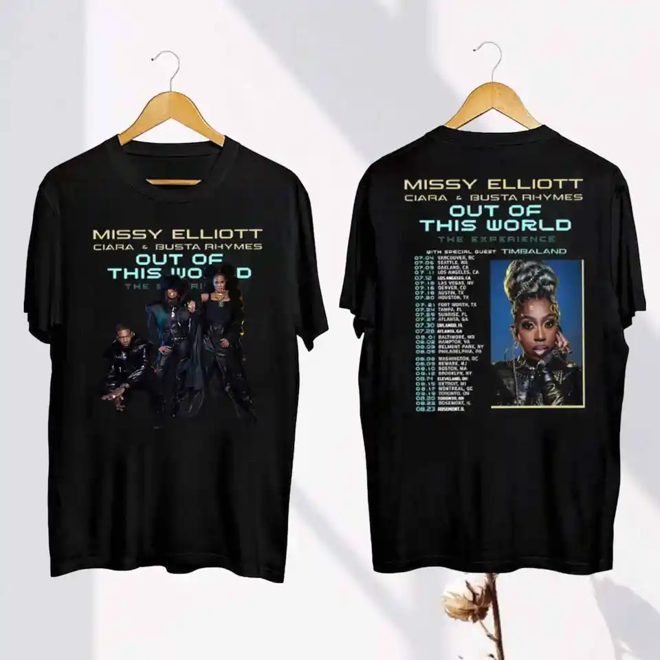 2024 Tour Missy Elliott X Ciara & Busta Tričko, z tohto sveta 2024 Tour Shi