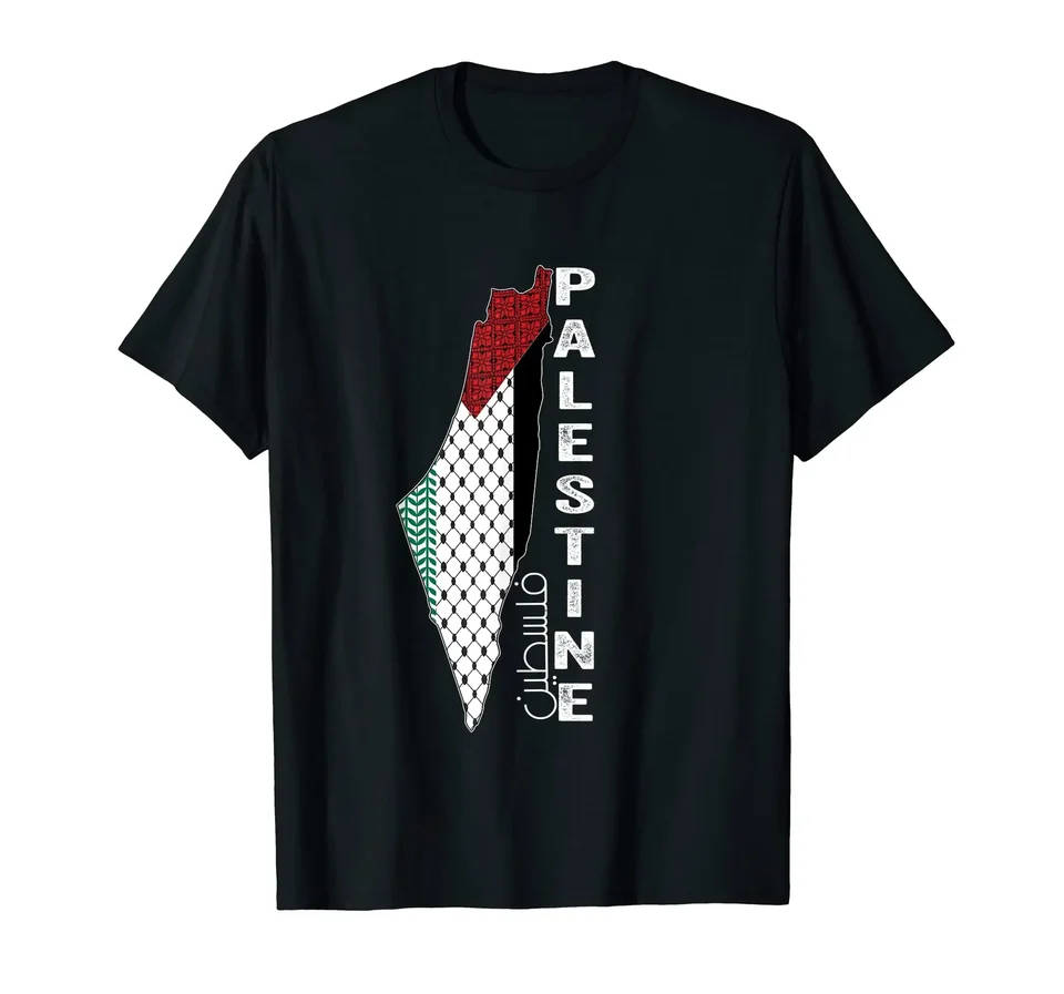 2024 tričiek 100% bavlnená palestínska mapa Keffiyeh Manga Vintage anime oblečenie Thobe Vintage u arabských mužov unisex unisex