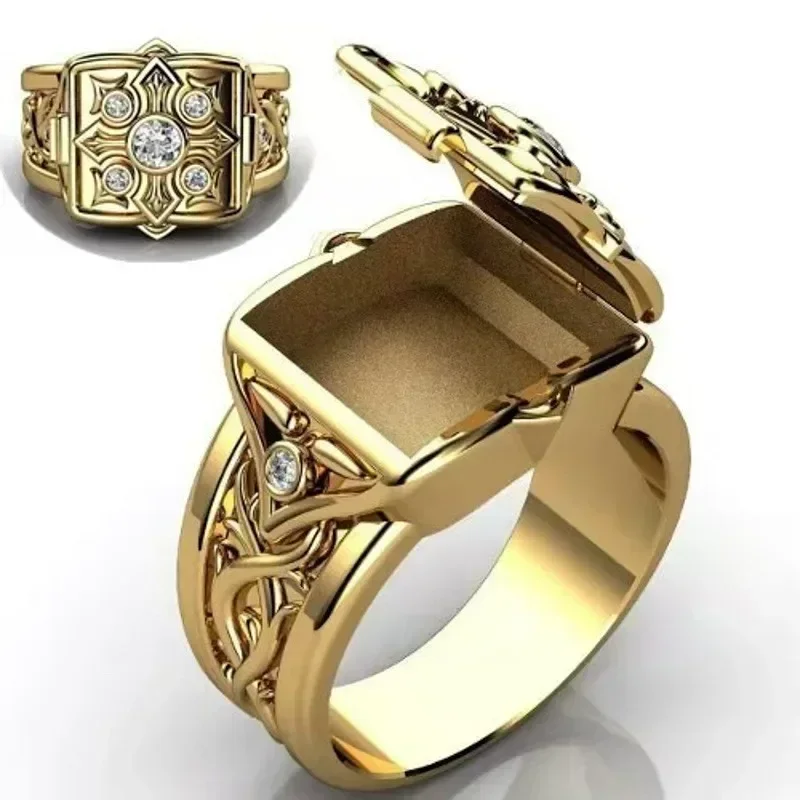 2024 Unikátna krížová kryta Cap Cuffic Locklet Small Secret Pattern Copper Rings for Men Engagement Svadobný večierok Mužský prsteň šperky