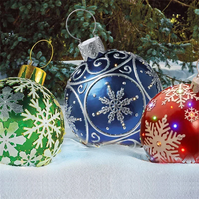 2024 Vianoce 60 cm vonkajšie nafukovacie loptičky PVC Giant Big Ball Tree Ornament Outdoor Toy Ball Ball vianočný darček Ornament 2025