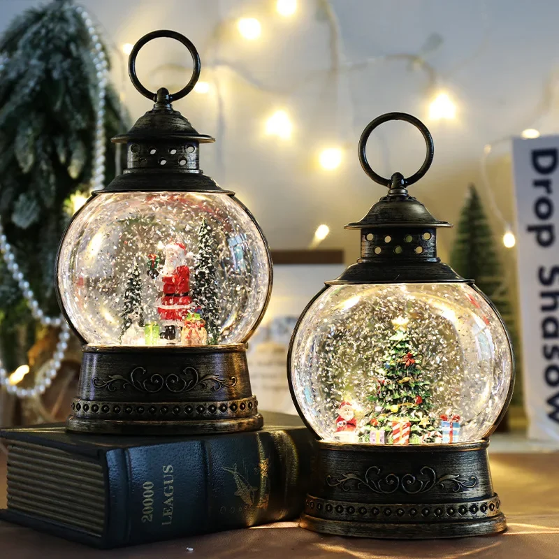 2024 vianočná veterná lampa Santa Claus Snowman Crystal Ball Hudobná krabica Ornament Vianoce LED Nočné svetlo Vianočné dekorácie Navidad Darčeky