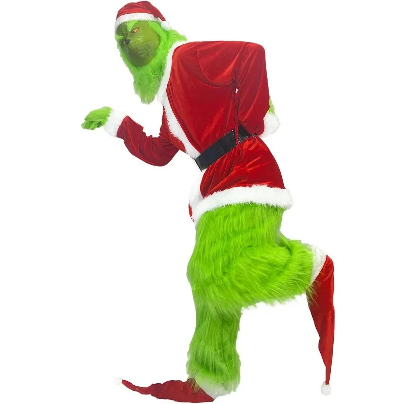 2024 Vianočné kostýmy Cosplay oblečenie Santa Claus Grinch Green Fur Monster Grinch Party Performance Performance Performance