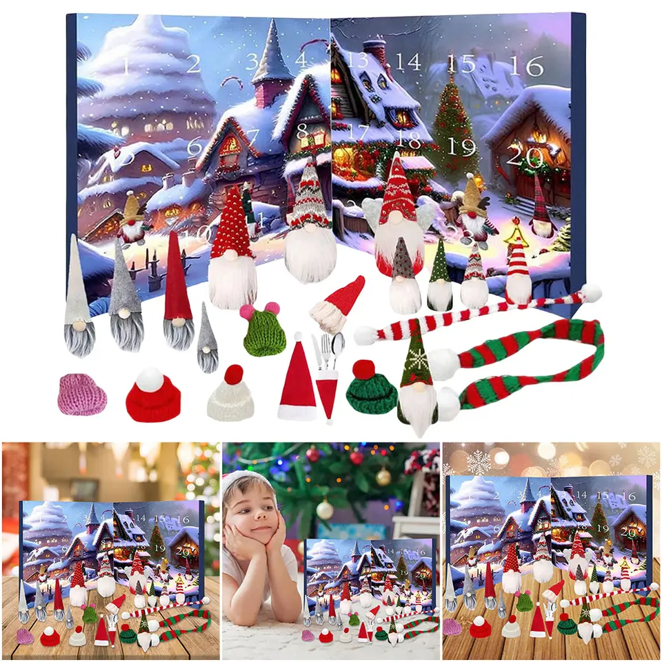 2024 Vianočný adventný kalendár darček GNOME GNOME DOLLS RAKLECH CASTOLD CALENDAR BOX PRE DIEVČA NOVÝ ROK DARČNÝ Festival dekorácia