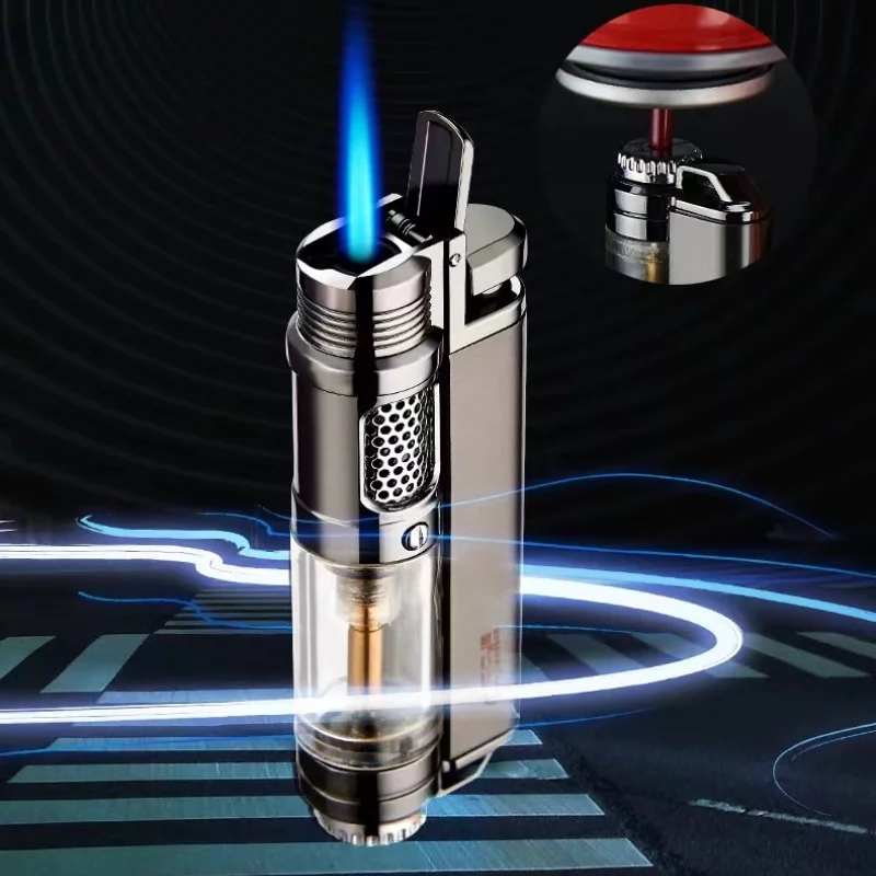 2024 Viditeľné plynové okenné svetlom Cigarka zapaľovača Jet Jet Bután Turbo Windproof prenosný prenosný airbrush 1300C Pánske gadget