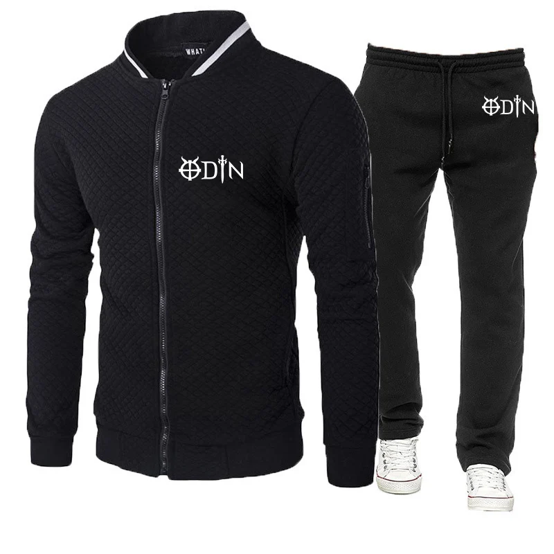 2024 Vikings Odin Warrior Legend Men Nová jeseň Slim-Fit Zip Hoodie Tracksuit Hooded Mikina + obleky na nohavičky Panlover Sportswear