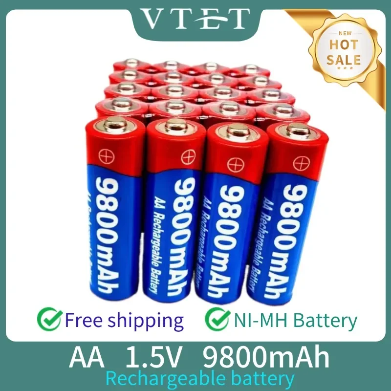 2024 VTET NOVINKA 2 ~ 20pcs/šarža AA Nabíjateľná batéria 9800MAH 1,5 V NOVÝ NI-MH Nabíjateľná obhajca pre LED svetlo MP3 hračky DIY
