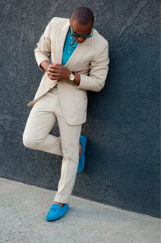 2024 Vysoko kvalitné béžové inteligentné kauzálne muži obleky Štýlové obleky na vysokej ulici pre mužov Smiper Blazer Slim Fit 2 -Prom Party Party Tuxedo