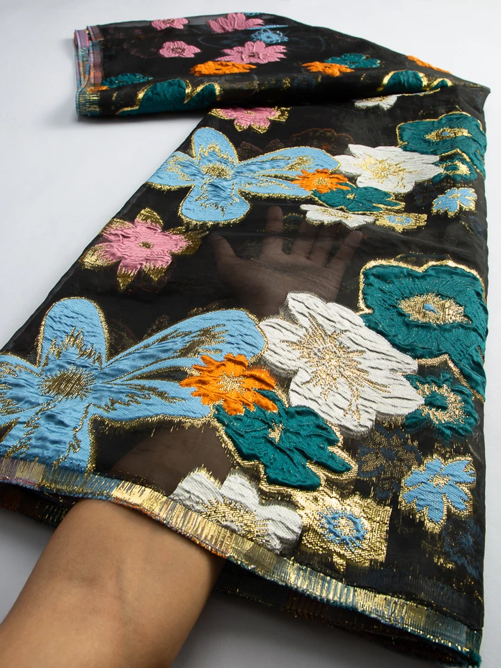 2024 Vysoko kvalitné nigérijské brokátové čipky Luxusné africké jacquard čipkované látky pre svadobné večerné plesové šaty šaty Ty3441