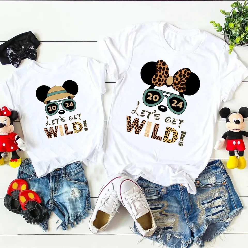 2024 Získajme divoké vtipné rodinné košele Animal Kingdom Tlač otca mama detské rodinné výlety Outfits