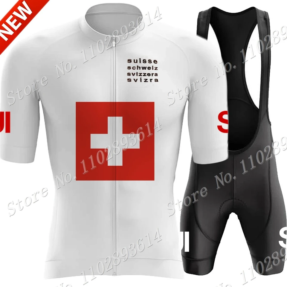 2024 Švajčiarsky cyklistický dres Švajčiarsko Set Národný tím Národný tím s krátkym rukávom Cesta Road Retin Suit Suit Bicycle Shorts MTB