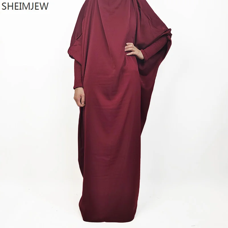 2024 Ženy sa obliekajú s bandanou moslimským hidžábom Ramadan Loose Abaya Jibab Big Smocked Ruckve Plain Modlitba Abayas Blízky východ