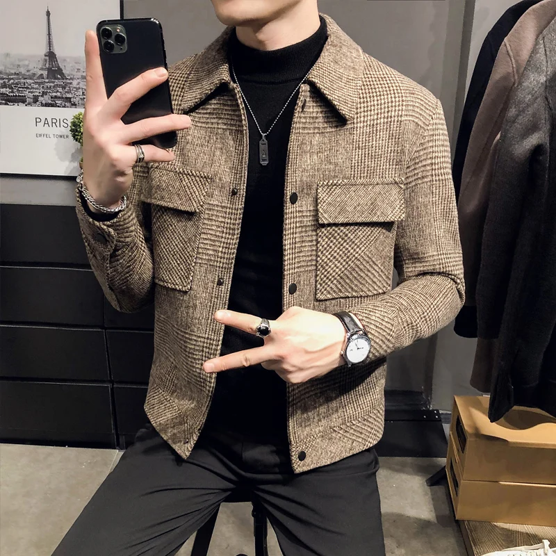 2024AUTUMN/ZIMNÉ MEN POLO KREKOVÝ KREKOVÝ BANDEL Módny oblek Slim Suit CAY