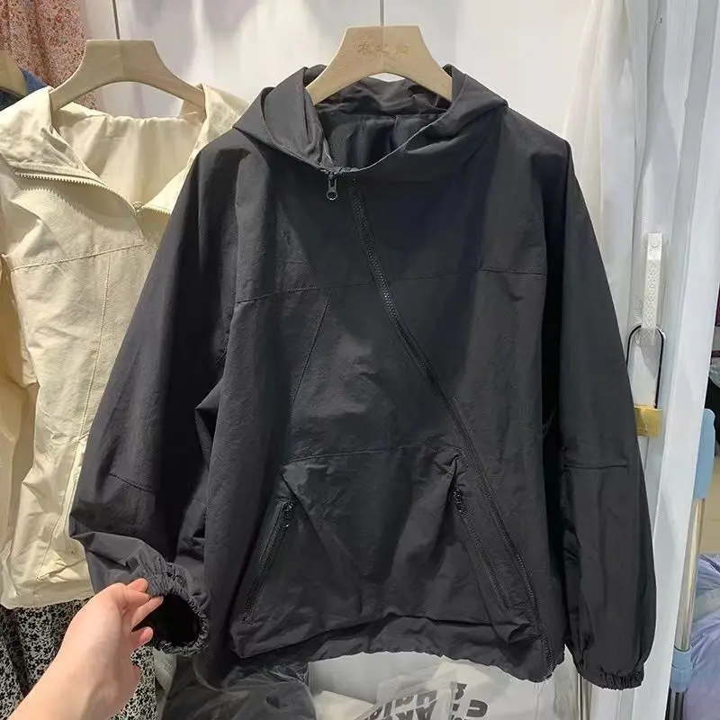 2024LOose Casy Conquique Zipper Pocket Hooded Vesta Dámska bunda Men s dlhým rukávom Shell Consumge Women Women
