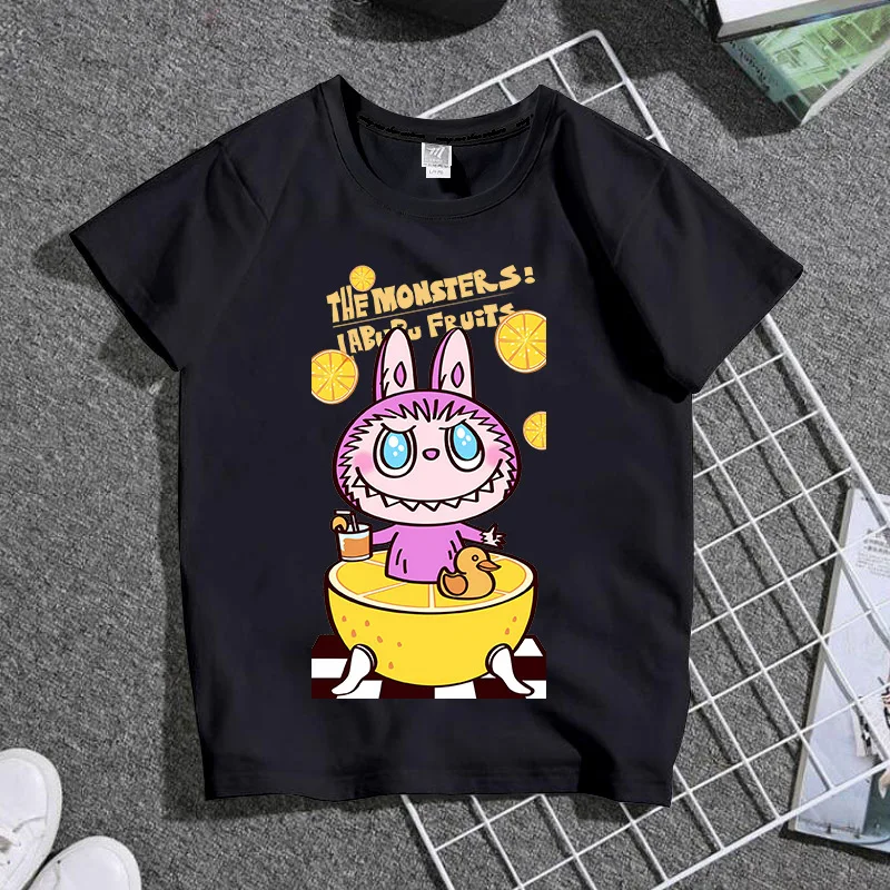2024NEW Summer Kids Clothes Clothes Labubu Anime Tir Tops To Tops for Children Tops Summer batoľa chlapci dievča detská bavlna Krátke rukávy Tees