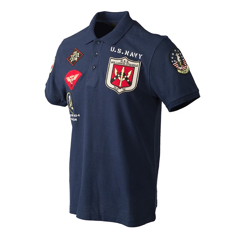 2024ss vintage americká veľkosť Top Gun Polo košeľa Men Značky odevov letné vyšívanie Krátke rukávy vojenské vzdušné sily armáda