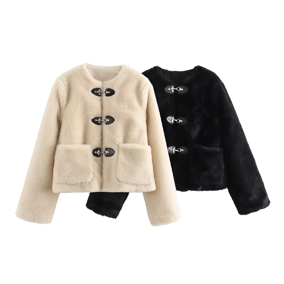 2024Zar * jar/leto horúce predávanie nových dámskych módnych a príležitostných single s jedinou farebnou jarnou sponou fleece coat