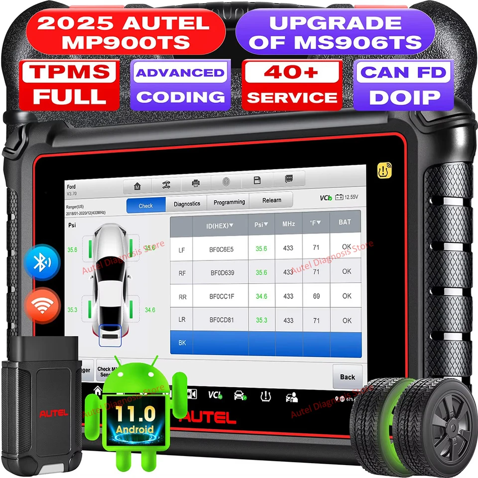 2025 Autel Maxipro MP900TS OE na úrovni automobilového diagnostického skenera TPMS Relearn Programming Tool Advanced ECU Coding Doip/Can Fd