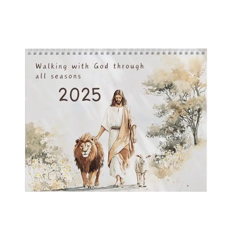 2025 Biblický verš Wall Calendar Christian Ježiš Kristus Calendar Wall Decortions Inspiration 2025 Mesačný kalendár Plánovač