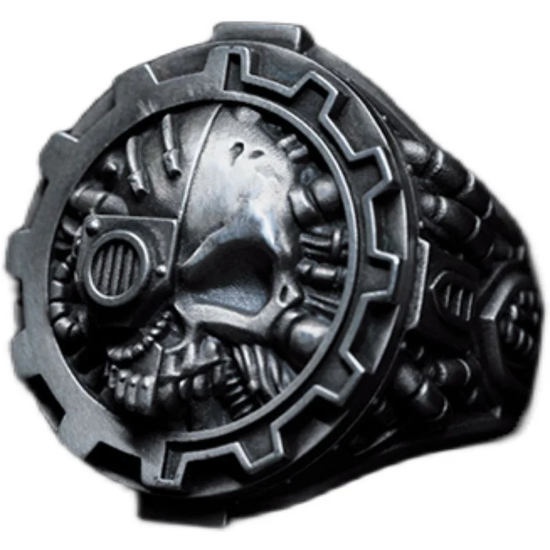 2025 Boh všetkých strojov pečať prsteň Warhammer 40K Periférne strieborné šperky Trendový prsteň