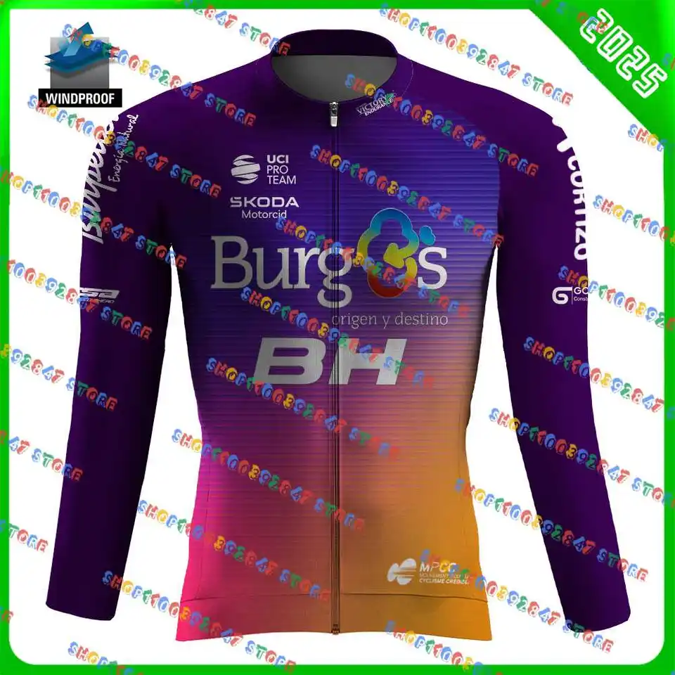 2025 Burgos Cycling Jersey Set Windproof Mens Cycling Clothing s dlhým rukávom dresy topy bicykel