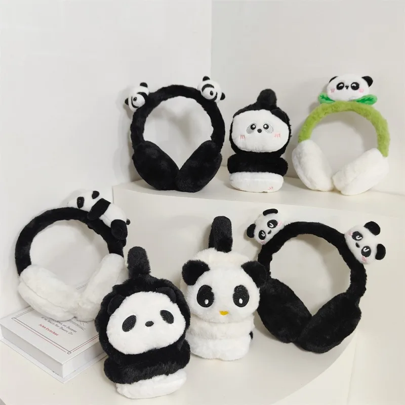 2025 Cute Panda Earmuffs for Girls roztomilý karikatúra Panda plyšové uší deti ucho ochrana uch