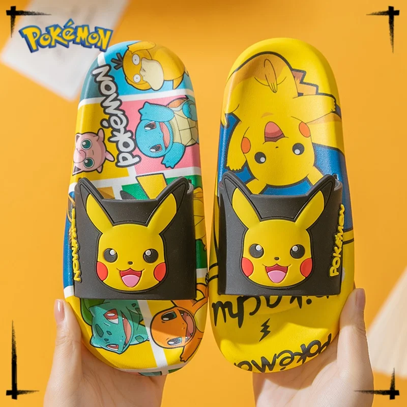 2025 Cute Pikachu Anime Pokemon Action figure Figals Sandále a papuče mäkké rodičov