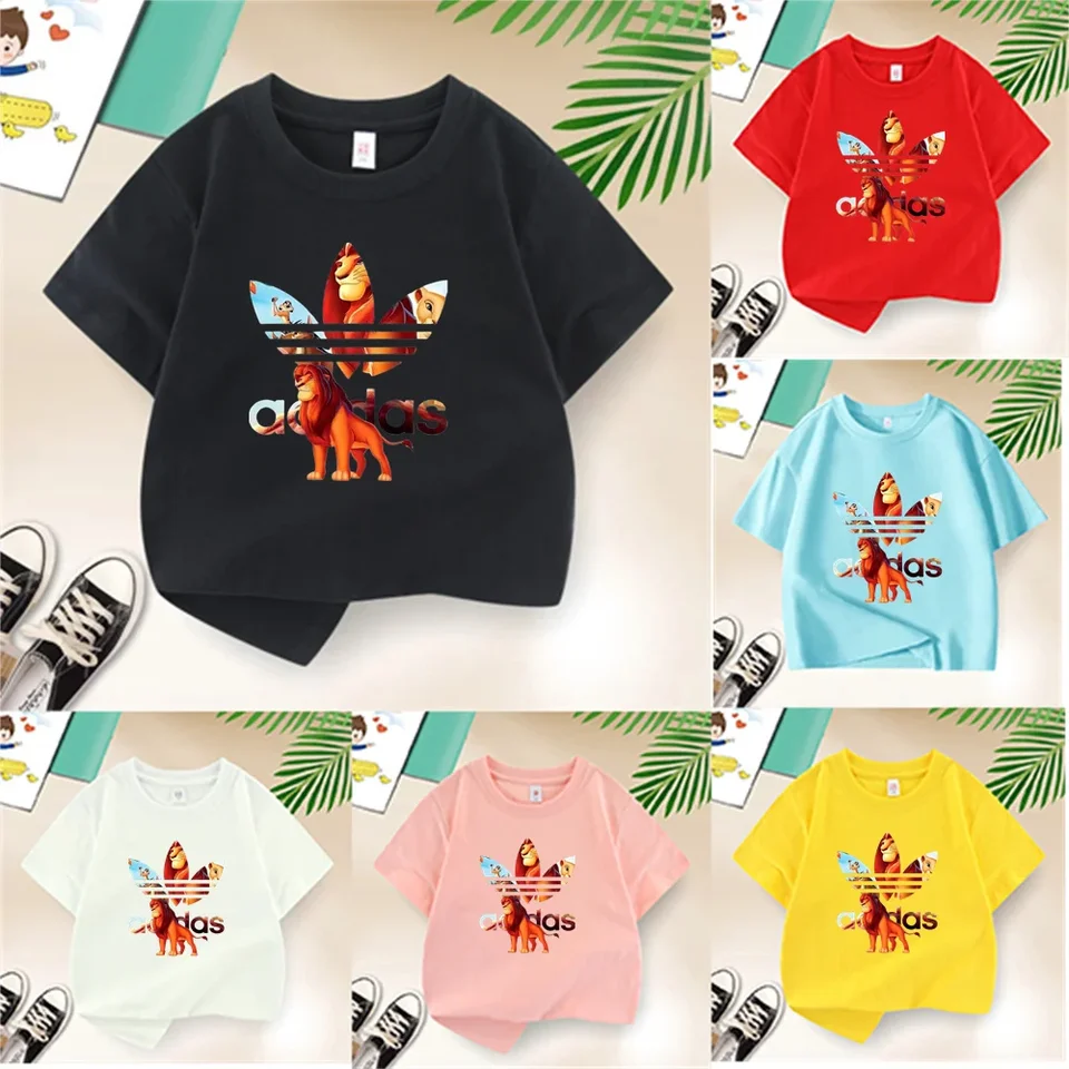 2025 Disney Lion King Simba Animation Luxusné tričko Darček pre deti Loose Cotton T-Shirt Crewneck Tričko pre 3-14 rokov