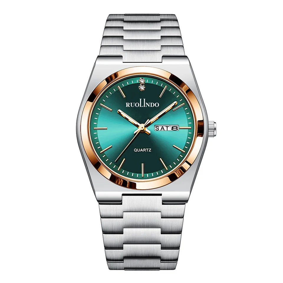 2025 Fashion Men Business Watch Leisure Quartz z nehrdzavejúcej ocele Rázlové hodinky Vodotesné svetelné kalendár Pánske hodinky