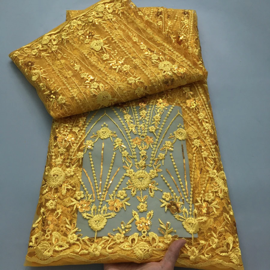 2025 Francúzska čipka Vysoko kvalitné flitre africké nigérijské sieťové čipky Lace Lace 5 yardov párty šaty pre ženy šitia A4206