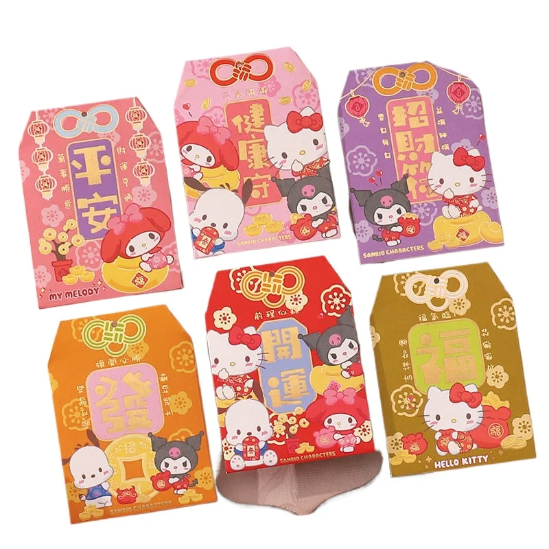 2025 Hello Kitty Kuromi Vytlačená červená obálka pre mier a zdravie požehnanie Sanrio Spring Festival požehnanie Bag Darček
