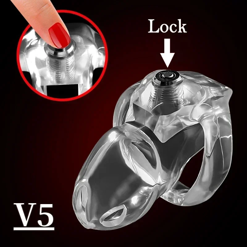 2025 HT-V5 Chastity Cage Device Male Cock Cage; 4 veľkosti Penis prsteň Penis Penis Lock Bondage Belt Belt Fetish Sex Hračky pre muža gay