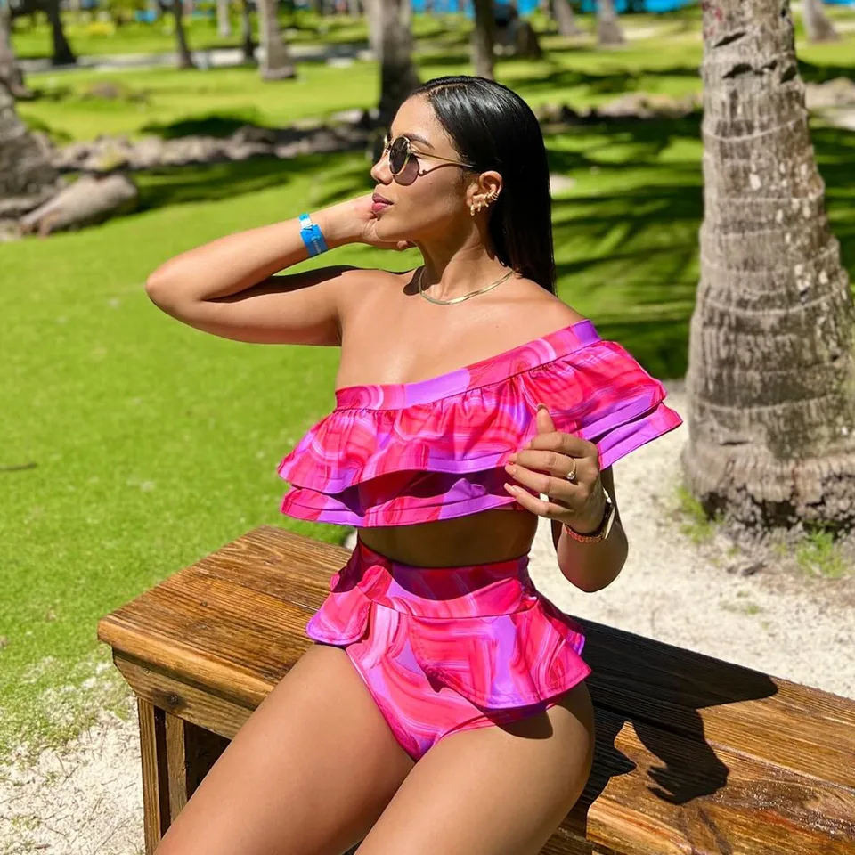 2025 Jedno rameno Ruffy Plavky Vysoko kvalitné sexy bikiny Ženy plavky Brazílske biquini High Waist Beachwear Swim
