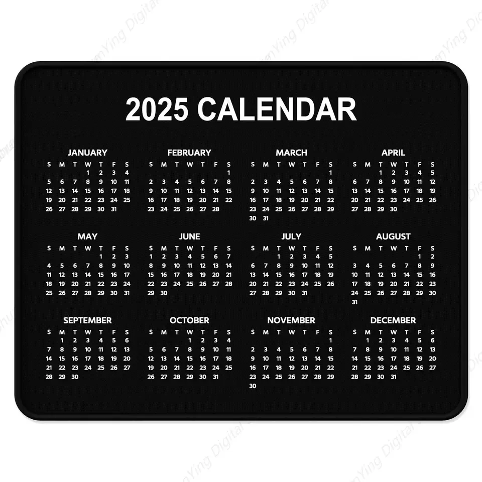 2025 Kalendár Mouse Pad Anti Slip Gum Gum Stitched Edge Vhodný pre notebook pre hernú kanceláriu Novoročné kancelárske potreby