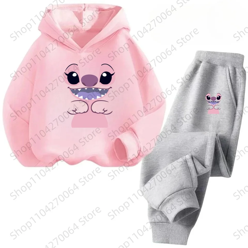 2025 Karikatúra Stitch Nové móda s dlhým rukávom pre deti s jedinečným dizajnom Spring Autumn Vestrage Style Kawaii Mikina sada