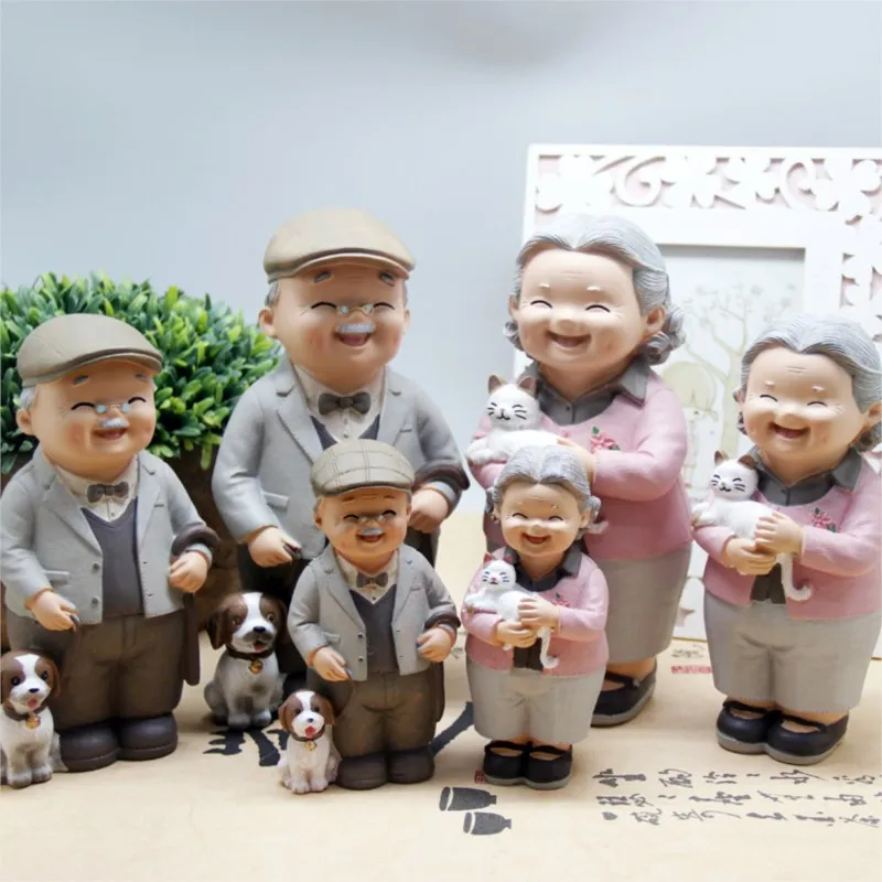 2025 Krásne figúrky stoličky kniha babička starý pár Mini Fairy Garden Ornament Doly pár darčekových figúr miniaturezl257