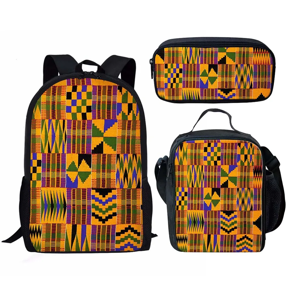 2025 Ladies College School Bags Batoh pre chlapcov pre chlapcov African Vintage Tribal Print Book Bags 3pcs Sets Deti Bookbags