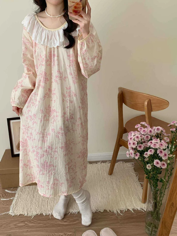 2025 letné ženy Nightdress100% bavlna Ženy pyžamy okrúhle krk šaty pre ženy nočné oblečenie domáce spánkové dresy sladké pyžamy