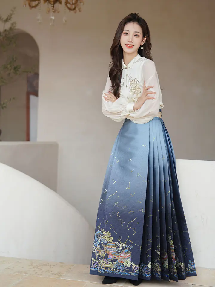 2025 leto Nové denné ženy vylepšené Hanfu Elegantné temperament čínsky štýl Tradičný hanfu ming vyrobený z kontov tvárou v tvár sukne