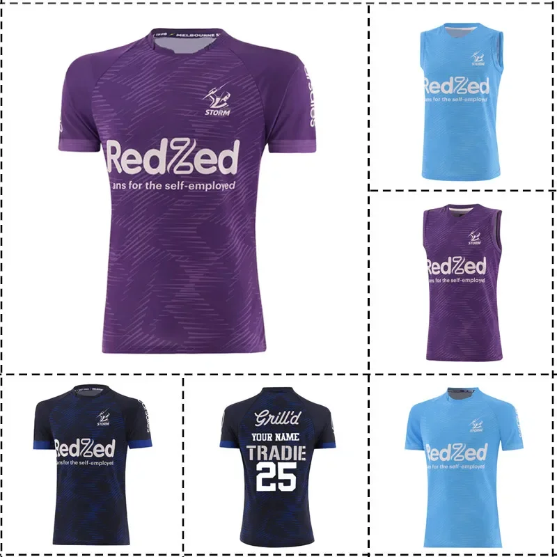 2025 Melbourne Storm Training / Singlet Men's Rugby Jersey - Veľkosť mužov: S -5XL （Vytlačte si vlastné meno číslo）