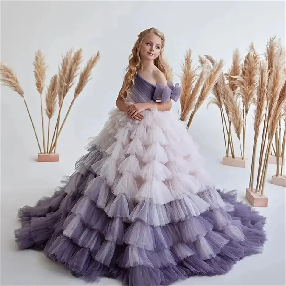 2025 Model Flower Girls Svadobné šaty Tyl Performance Ball Dievča