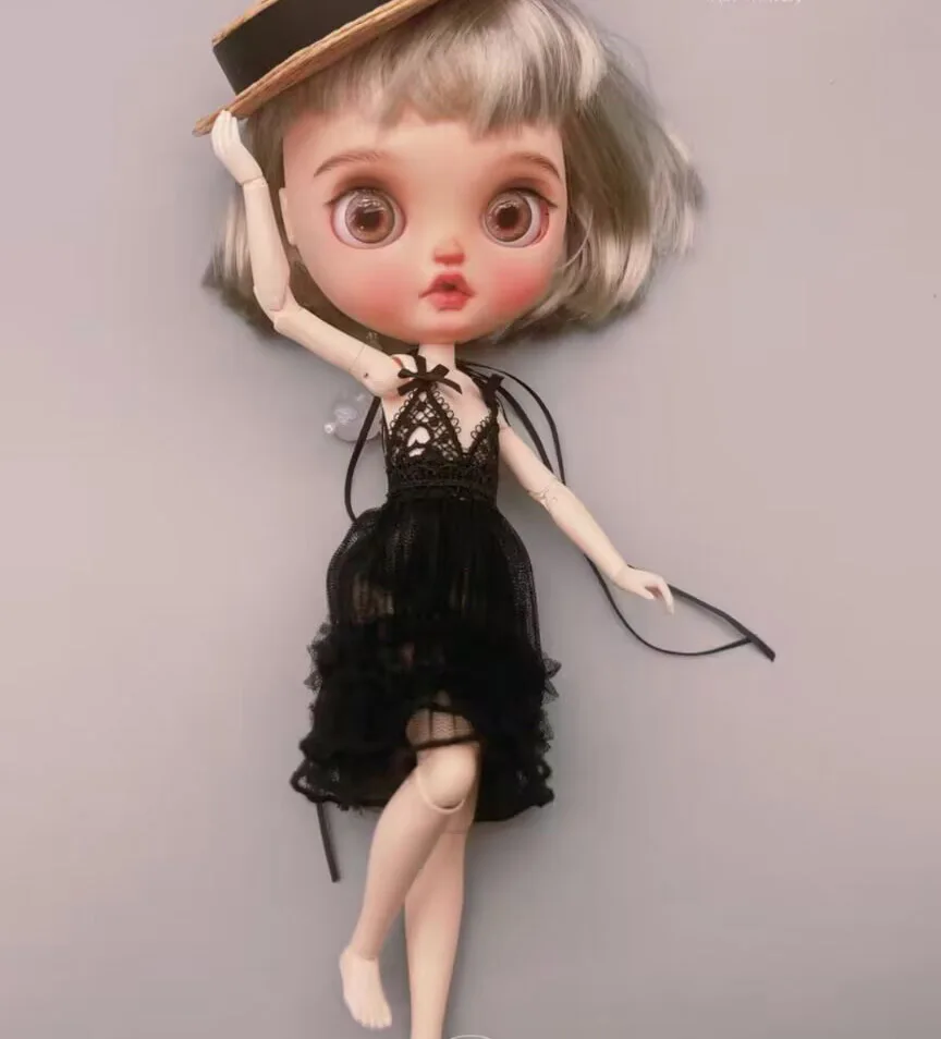 2025 módny štýl 1ks blythe čipkovaný jednodielny čierny 1/6 30 cm (vhodné pre azone, pullip, OB22/24/26, LICCA)