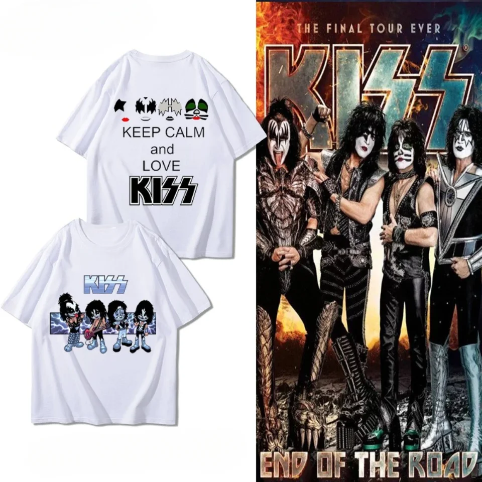 2025 New Kiss Rock Band Tričko s krátkym rukávom Boys and Girls Summer Retro High Street American Casy Matching Pary