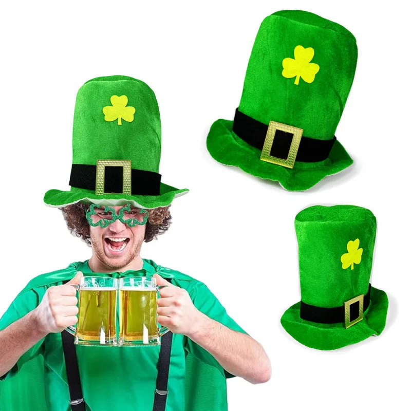 2025 New Man Wom Irish Carnival Top Hat Írsko Národná dovolenka St Patrick's Clover Hat Green Party Performance Stage