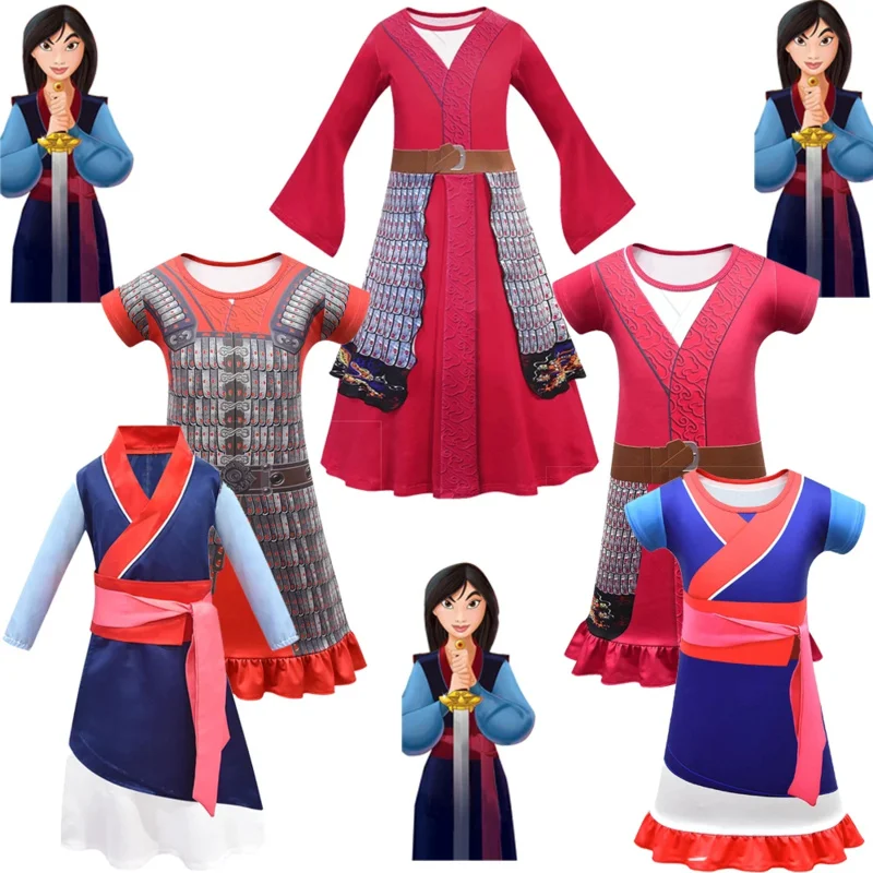 2025 NewNew Movies Halloween Childing Hua kostým vianočné dievčatá Mulan oblečené deti Tradičné čínske oblečenie AA
