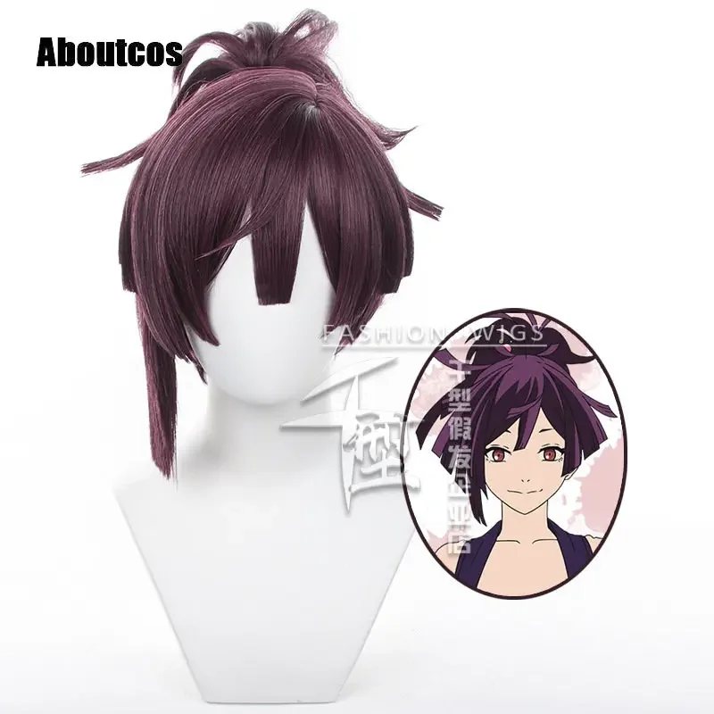 2025 NOVINKA Aboutcos Yuzuriha pekelný raj WIG COSPLAY JIGOKURAKA KOSTOMUS HLASE Purpurové cytail parochne ABC